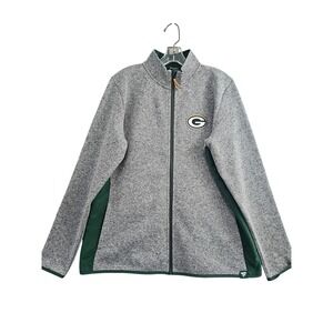 Fanatics Green Bay Packers Jacket Womens XL Gray Marled Full Zip Fleece Sweater